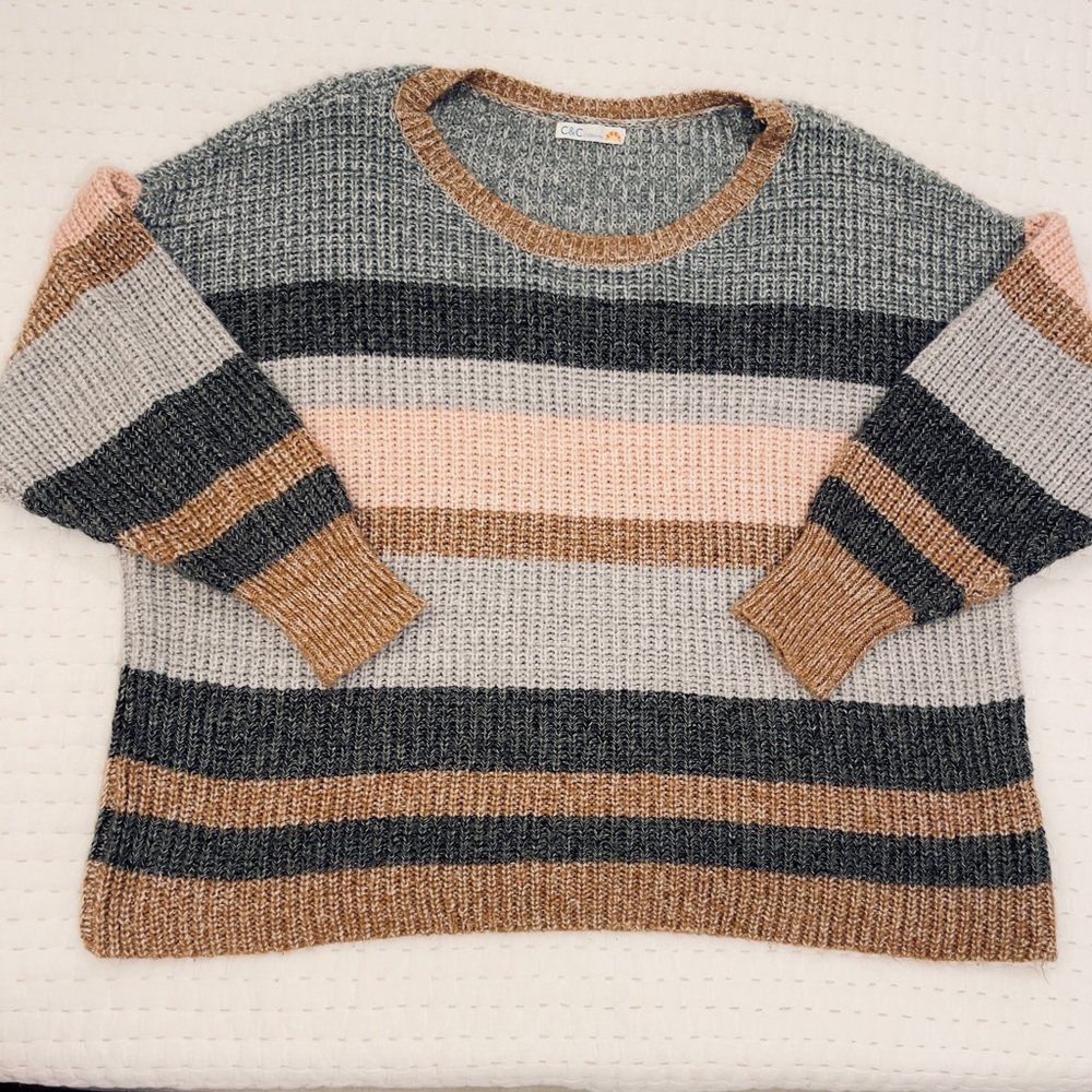 Striped sweater plus size casual neutral comfy cozy winter fall holidays preppy